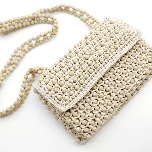 Cream Color Beaded Hand Bag